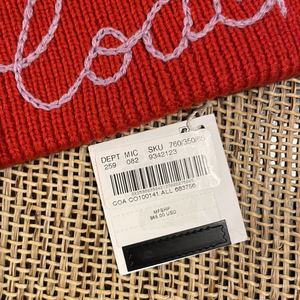 COACH Script Logo Pom Pom Beanie, NWT - Picture 4 of 8